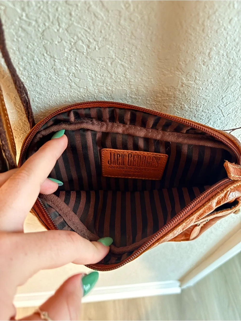Jack Georges Tan Leather Messenger Crossbody